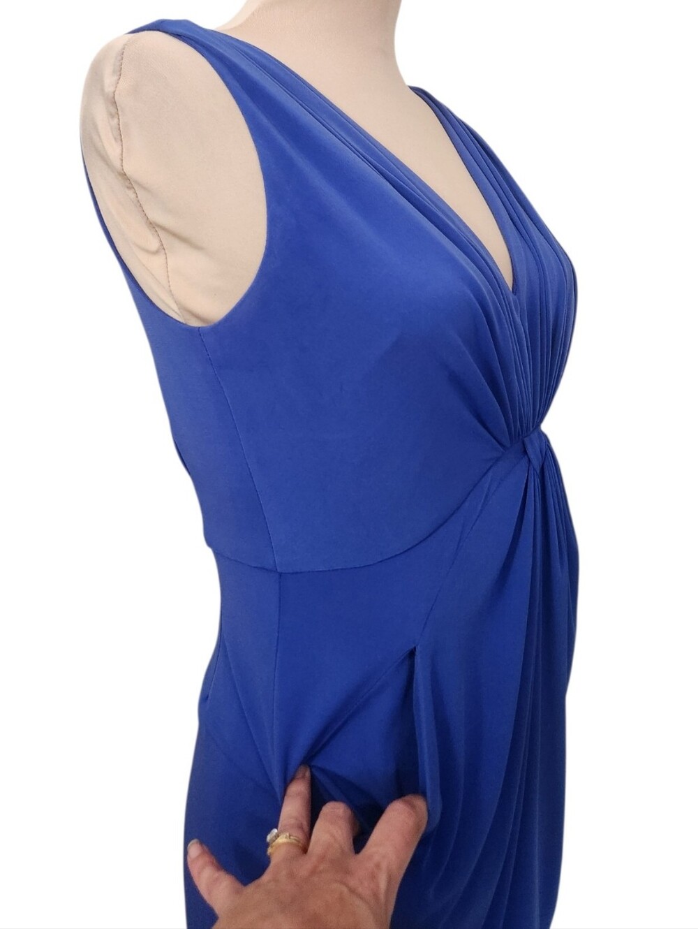 SUZI CHIN for MAGGY BOUTIQUE Twist Front  Sleeveless Sheath Dress - Size 4P - Picture 6 of 16